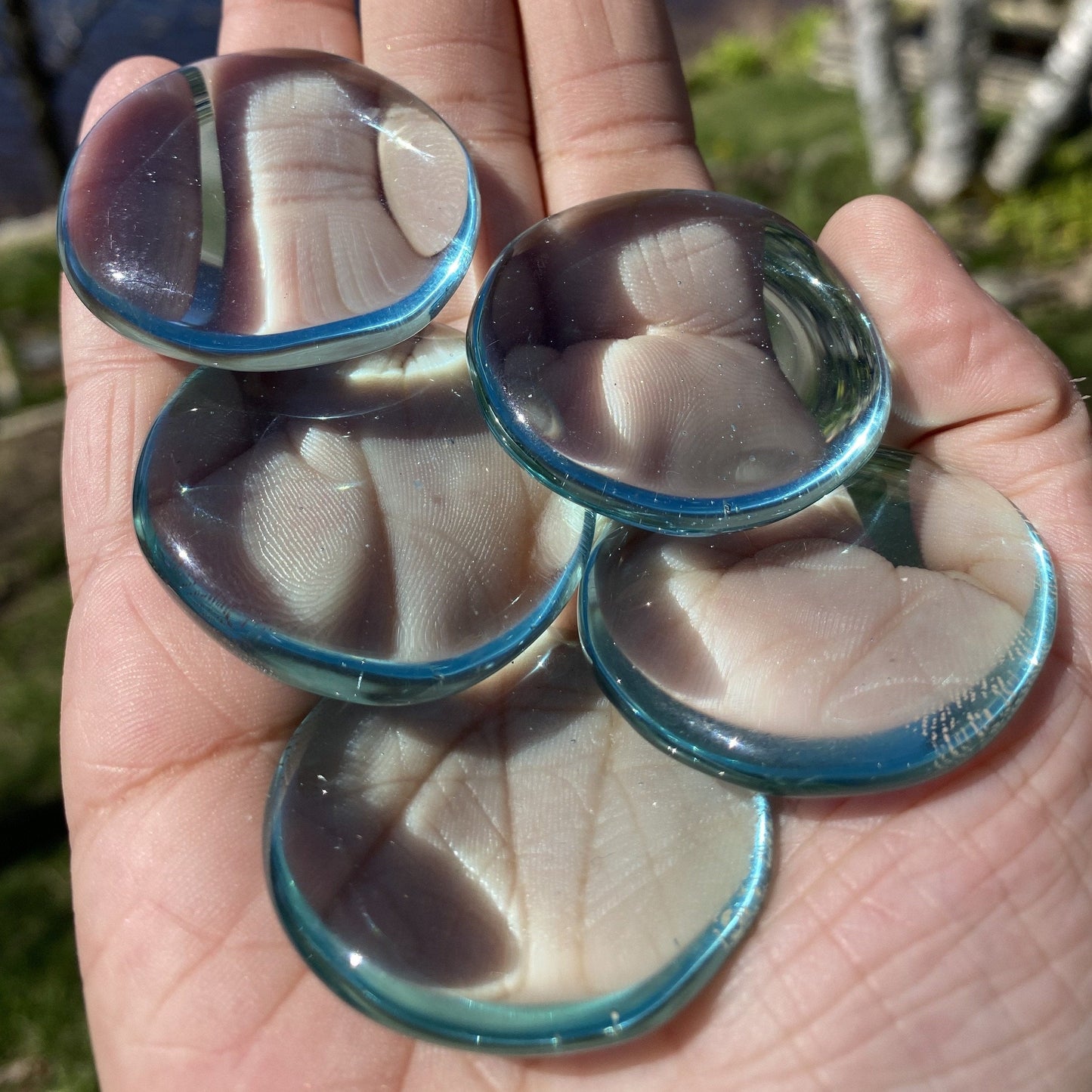 Blue Obsidian Polished Palm Stones | Smooth Glass Pocket Stones
