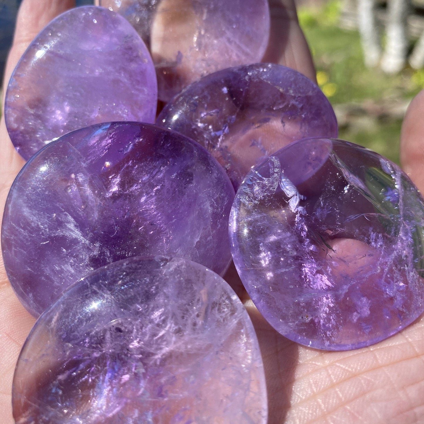 Amethyst Polished Palm Stones | Natural Purple Quartz Pocket Crystals