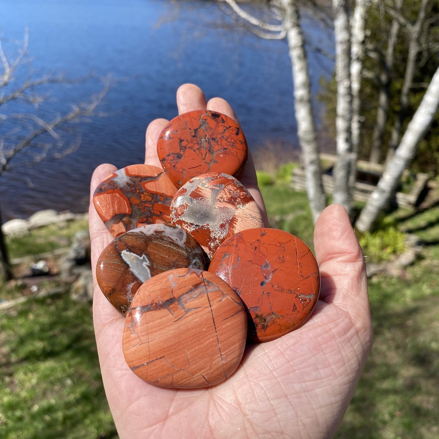 Brecciated Jasper Polished Palm Stone | Natural Earth-Tone Pocket Crystal (30–45mm)