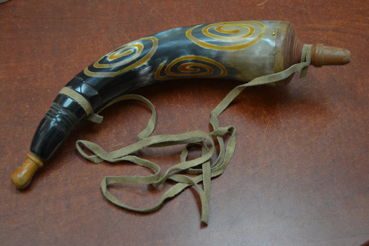 Traditional Buffalo Horn Flask | Swirl with Leather Strap (10-12")