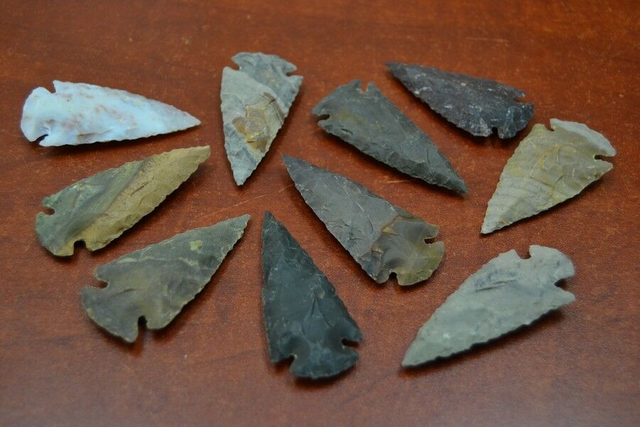 Agate Stone Arrowhead Points | Assorted Spear Tips (Set of 10)