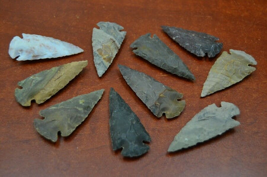 Agate Stone Arrowhead Points | Assorted Spear Tips (Set of 10)