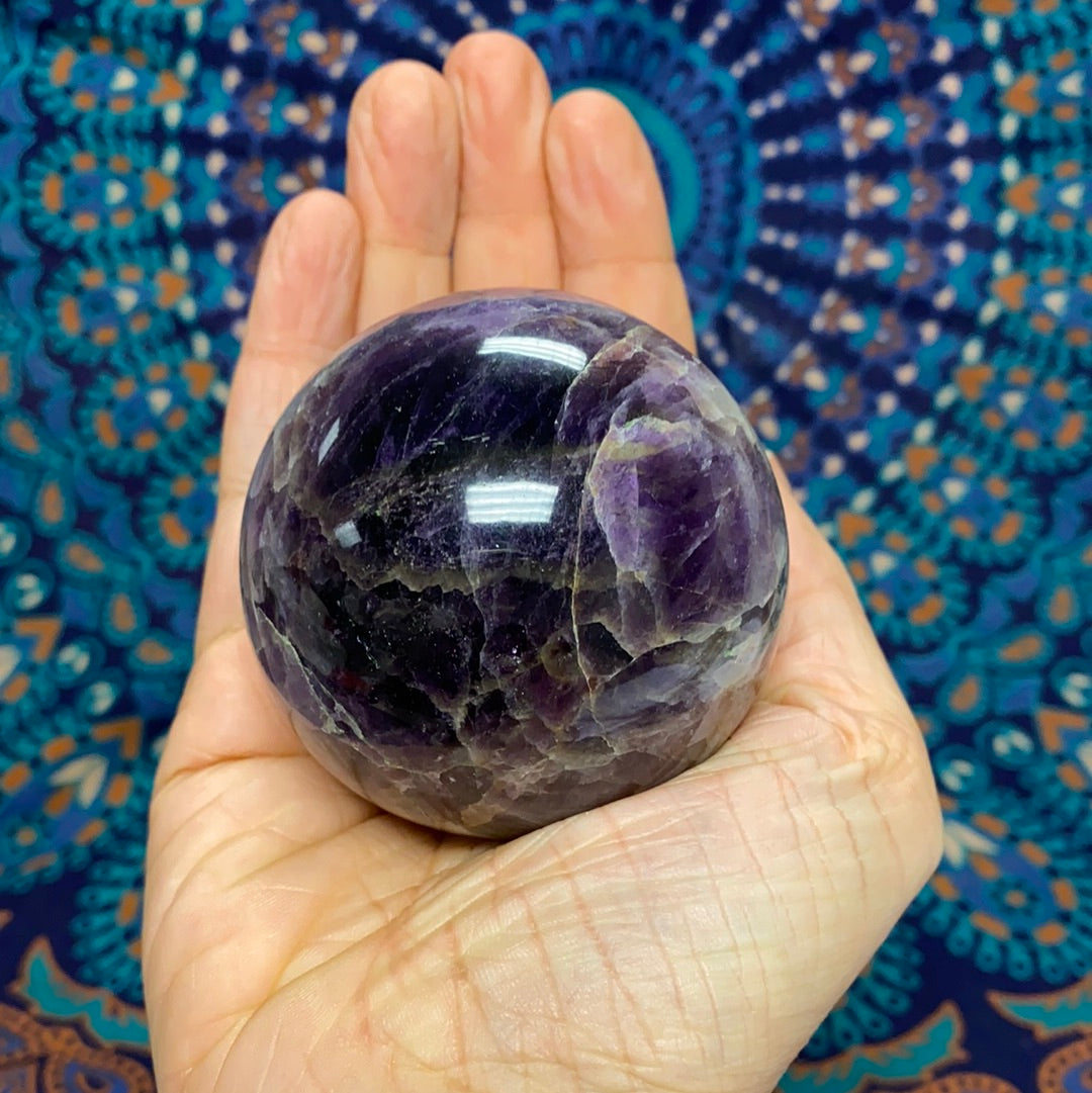 Chevron Amethyst Sphere | Natural Banded Quartz Crystal Orb (2.5")