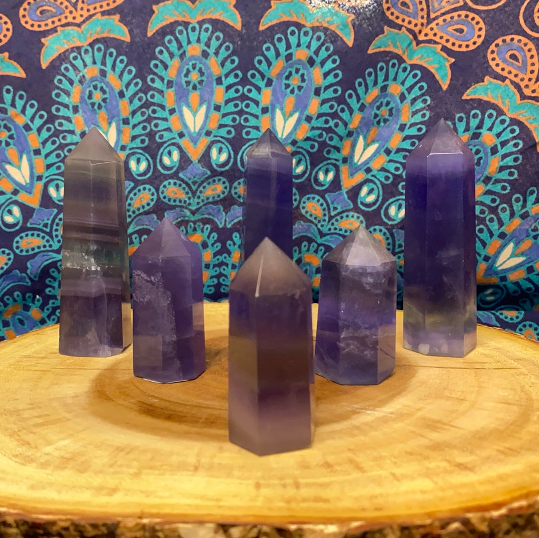 Blue Fluorite Polished Point | Natural Crystal Tower Specimen