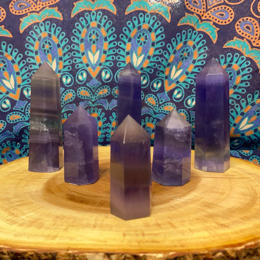 Blue Fluorite Polished Point | Natural Crystal Tower Specimen