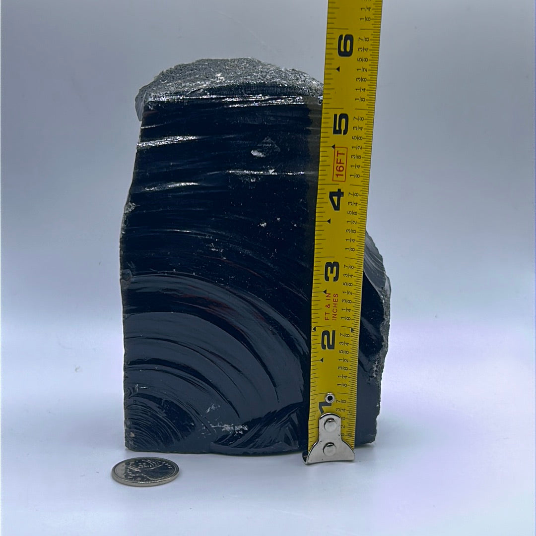Black Obsidian Rough Cut Freeform | Natural Volcanic Glass Stone (Large)