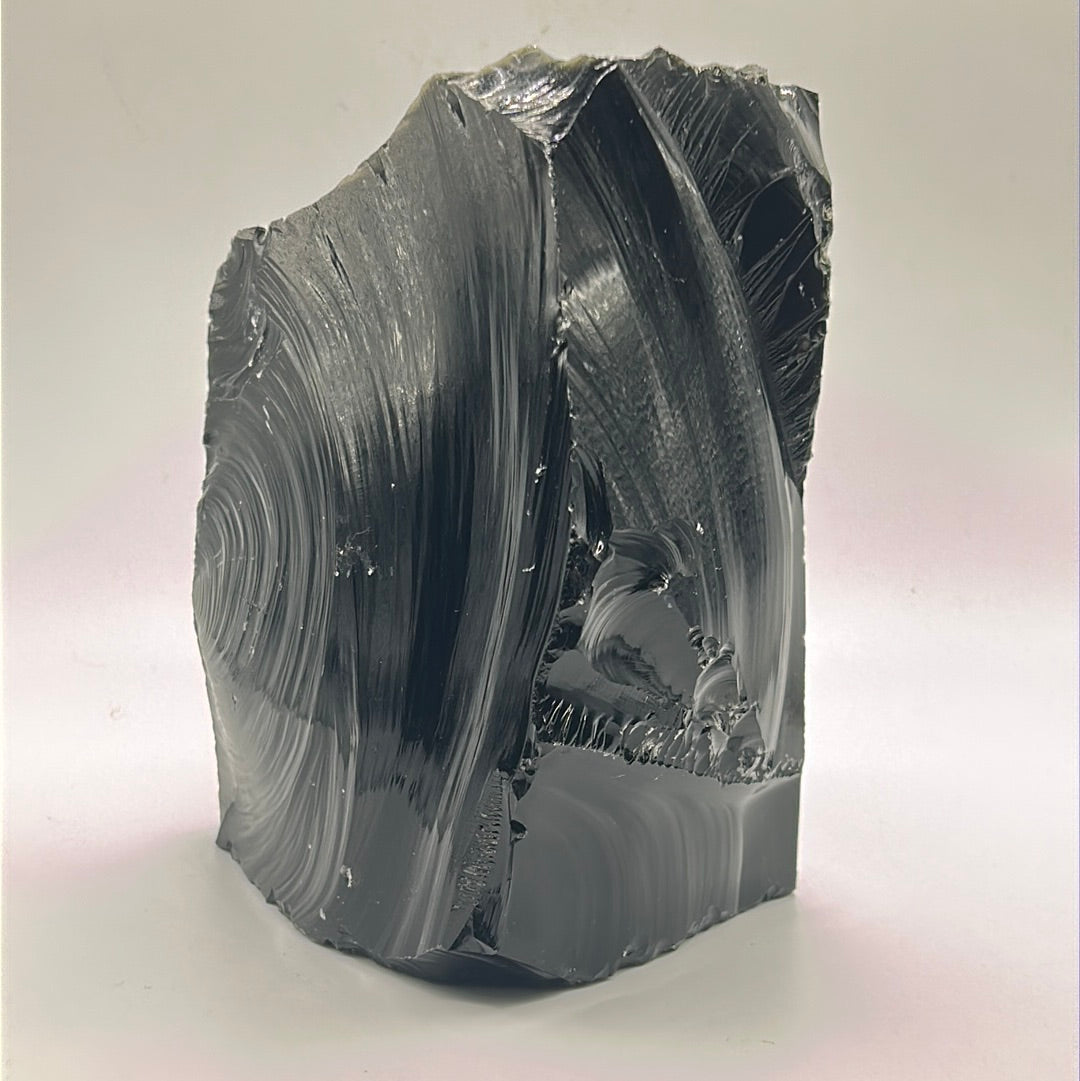 Black Obsidian Rough Cut Freeform | Natural Volcanic Glass Stone (5.5")