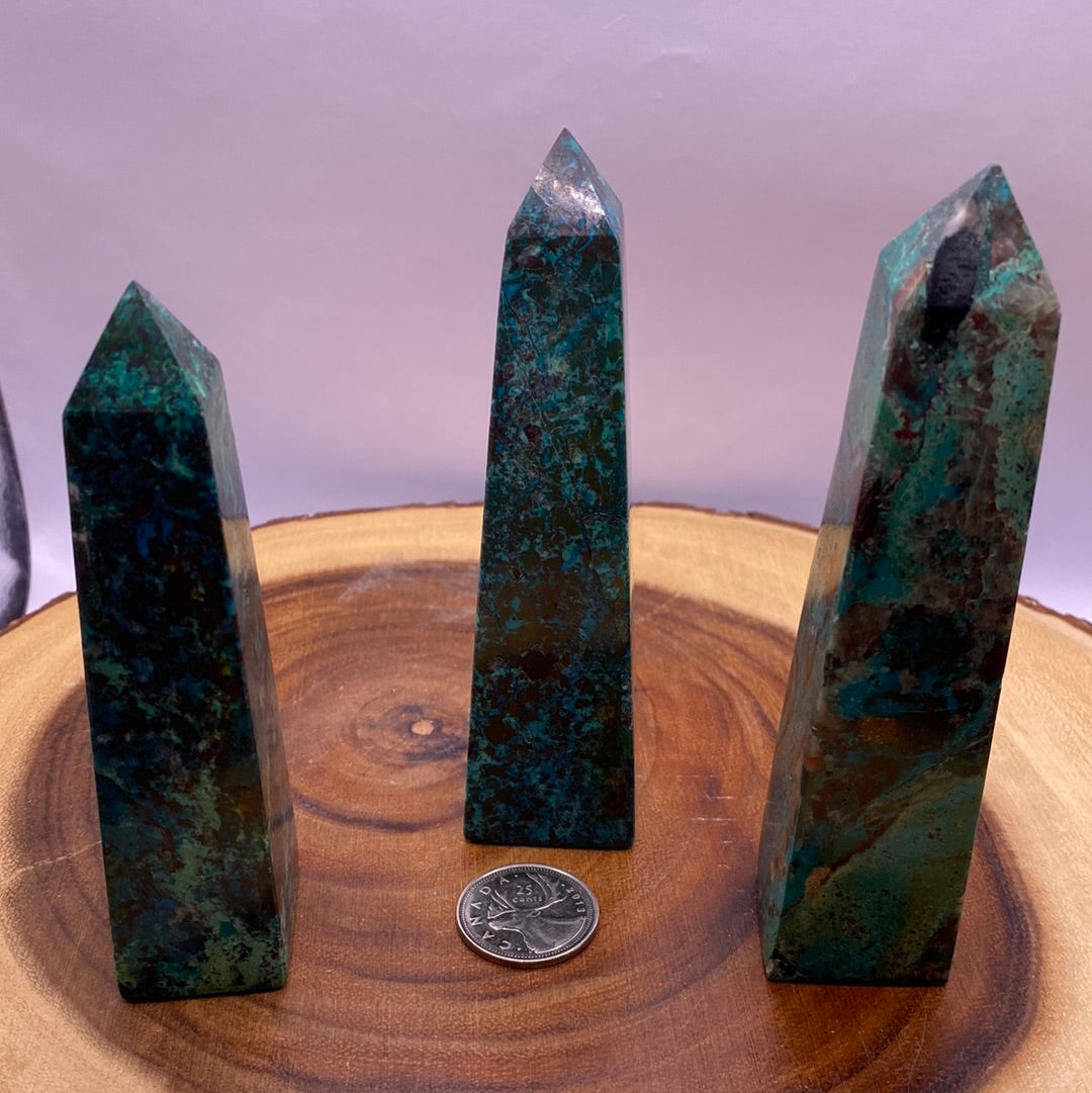 Chrysocolla Obelisk | Natural Blue-Green Copper Silicate Crystal Point