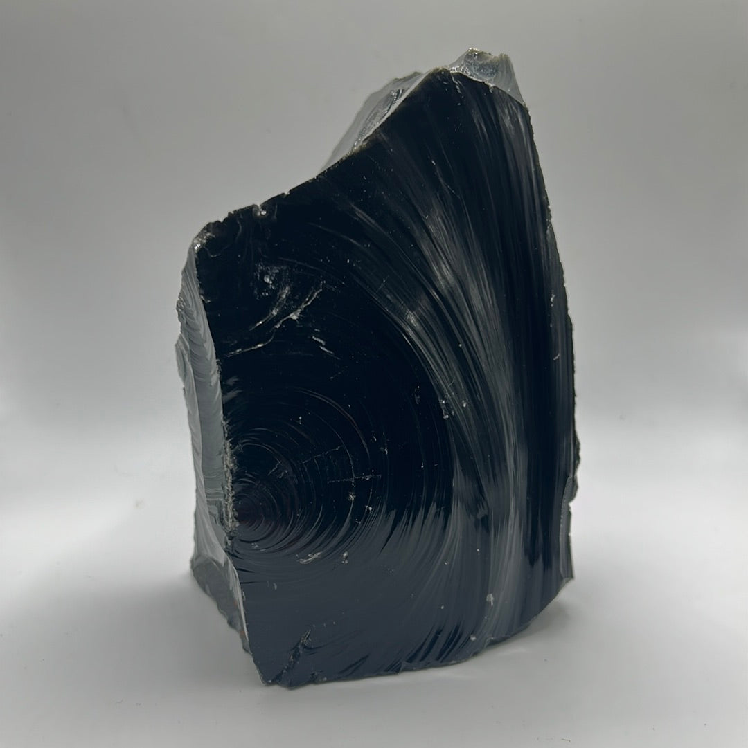 Black Obsidian Rough Cut Freeform | Natural Volcanic Glass Stone (5.5")