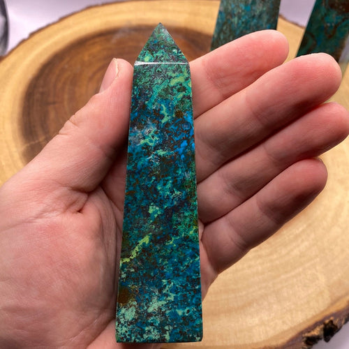 Chrysocolla Obelisk | Natural Blue-Green Copper Silicate Crystal Point