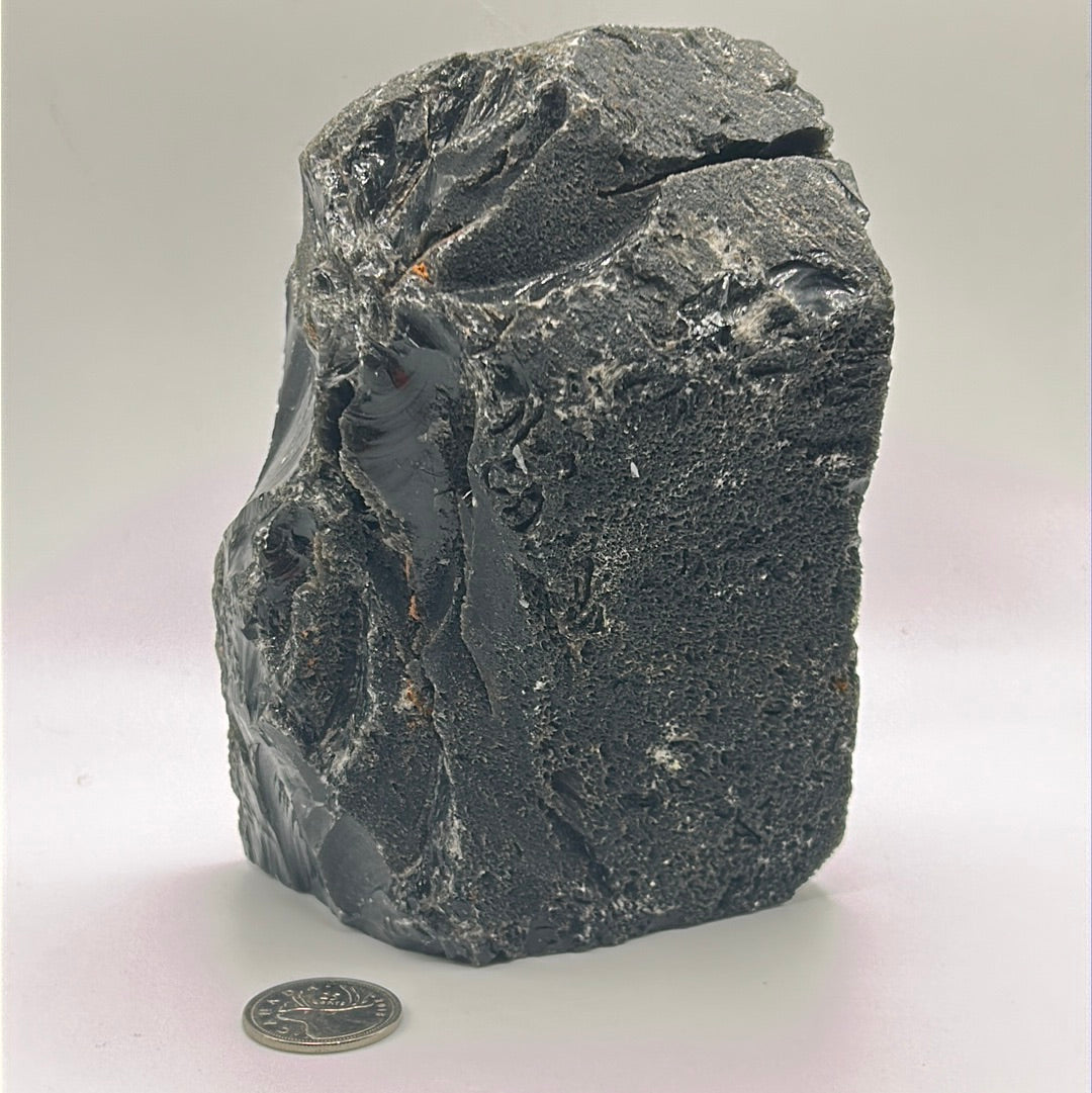 Black Obsidian Rough Cut Freeform | Natural Volcanic Glass Stone (Large)