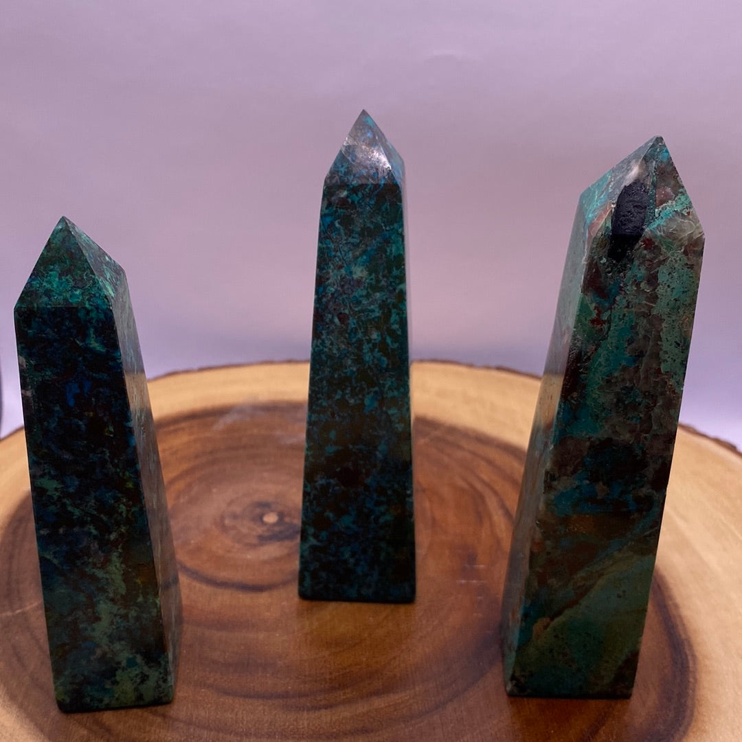 Chrysocolla Obelisk | Natural Blue-Green Copper Silicate Crystal Point