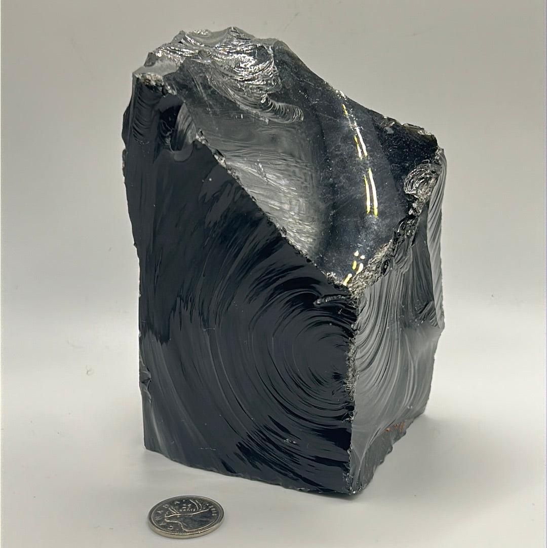 Black Obsidian Rough Cut Freeform | Natural Volcanic Glass Stone (5.5")