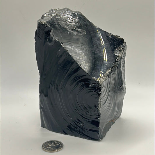 Black Obsidian Rough Cut Freeform | Natural Volcanic Glass Stone (5.5")