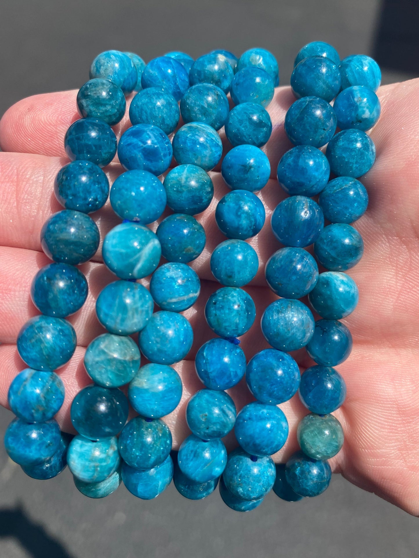 Blue Apatite 8mm Beaded Bracelet | Natural Deep Blue Stone Jewelry