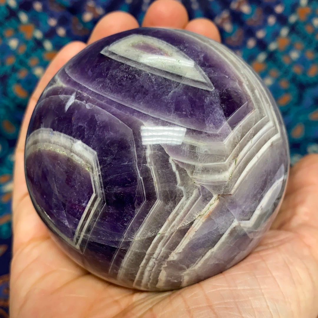 Chevron Amethyst Sphere | Natural Banded Quartz Crystal Orb