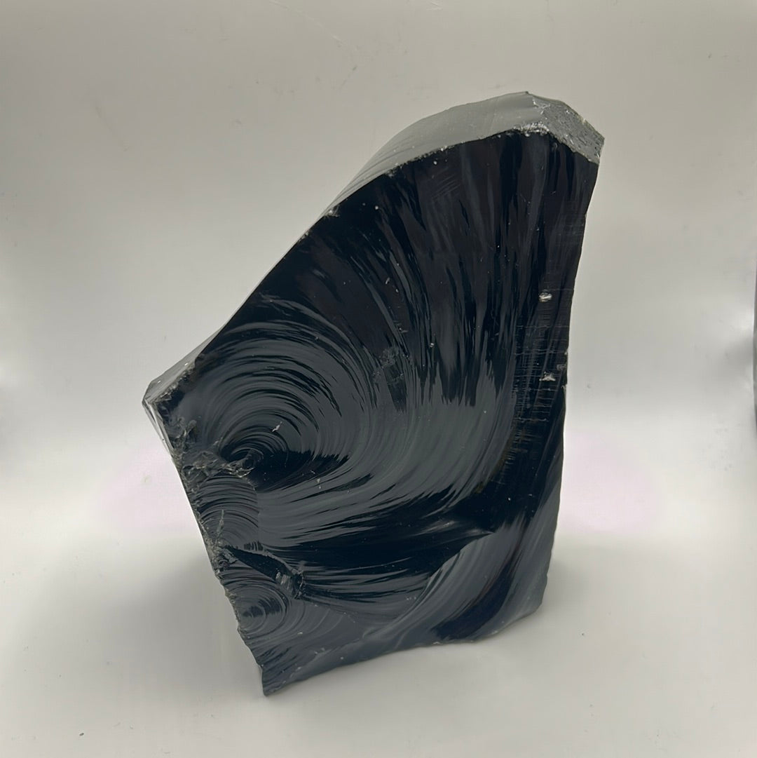 Black Obsidian Rough Cut Freeform | Large Natural Volcanic Glass Stone