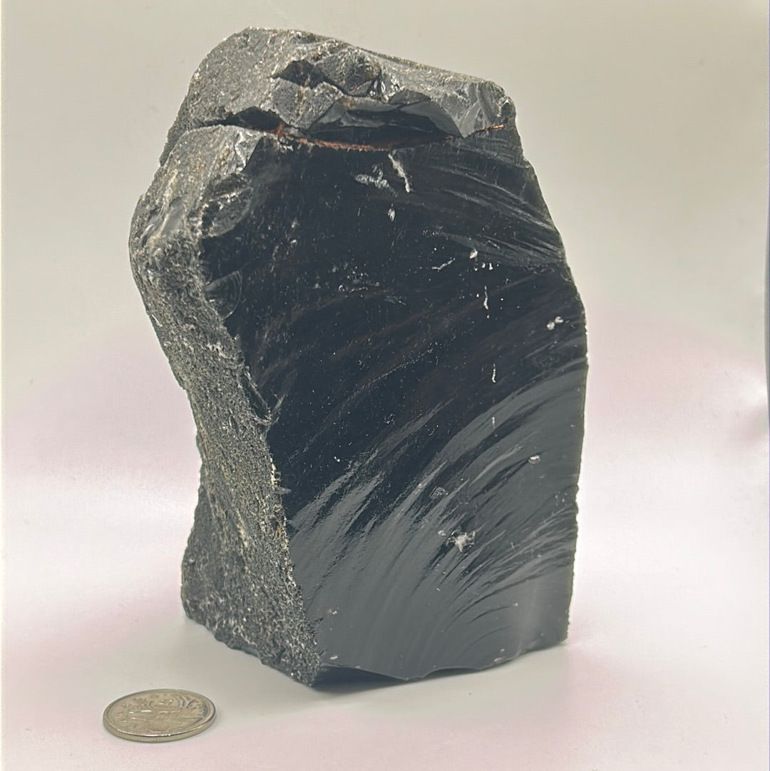 Black Obsidian Rough Cut Freeform | Natural Volcanic Glass Stone (Large)