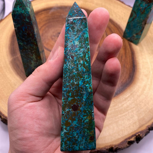 Chrysocolla Obelisk | Natural Blue-Green Copper Silicate Crystal Point