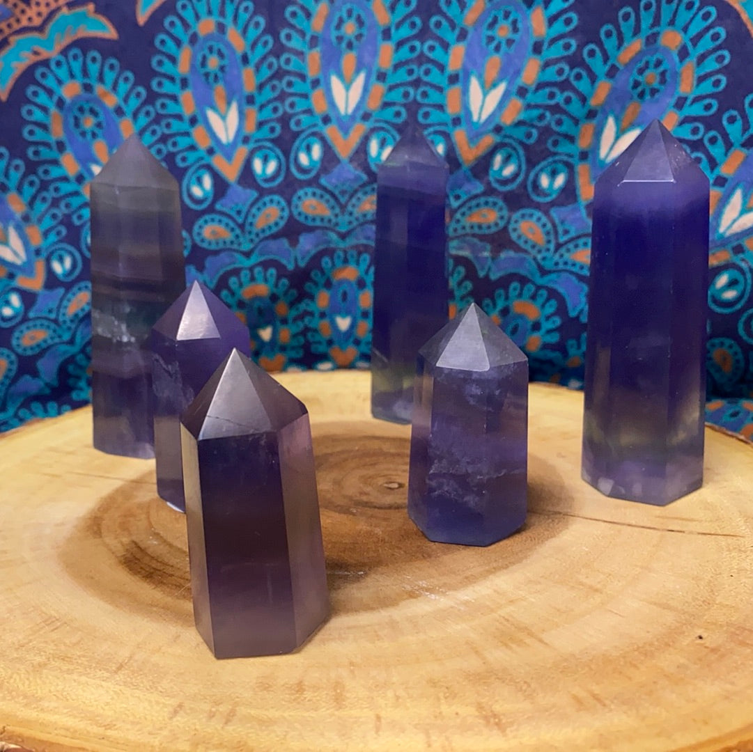 Blue Fluorite Polished Point | Natural Crystal Tower Specimen