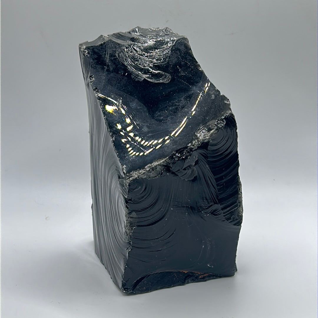 Black Obsidian Rough Cut Freeform | Natural Volcanic Glass Stone (5.5")