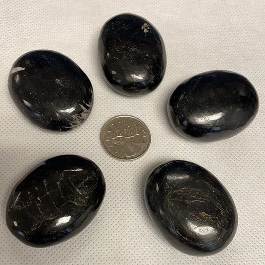 Black Tourmaline Palm Stones (Set of 5) | Natural Protection Crystals