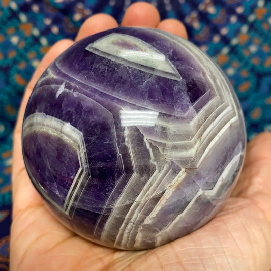 Chevron Amethyst Sphere | Natural Banded Quartz Crystal Orb