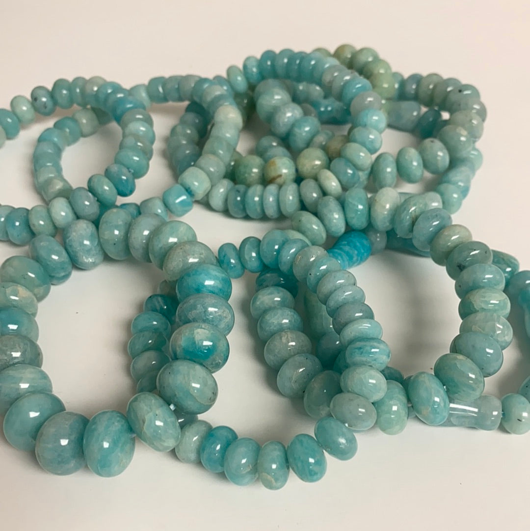 Amazonite Mixed Shape Beaded Bracelet | Natural Aqua Stone Stretch Jewelry