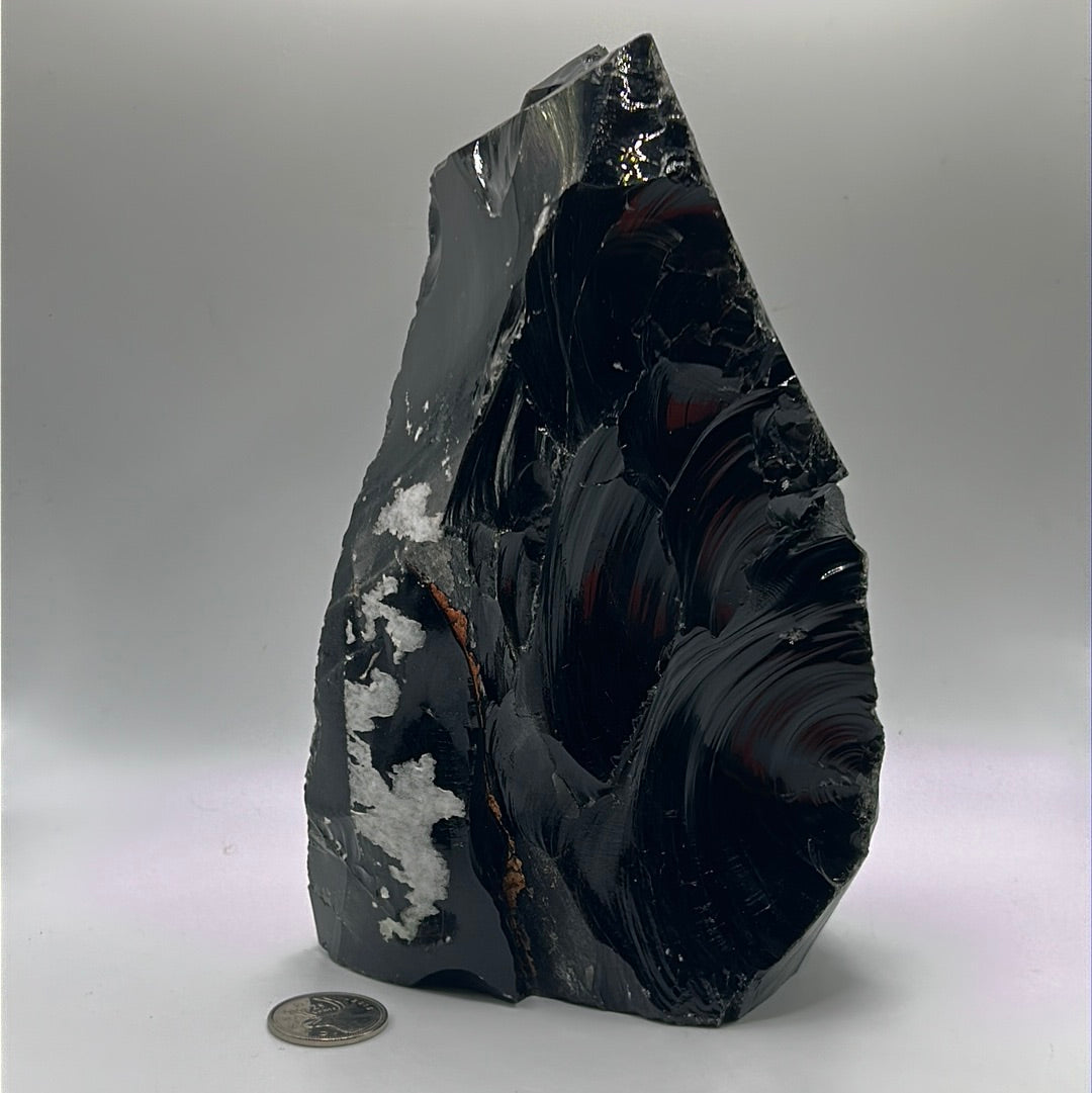 Black Obsidian Rough Cut Freeform | Large Natural Volcanic Glass Stone (8")