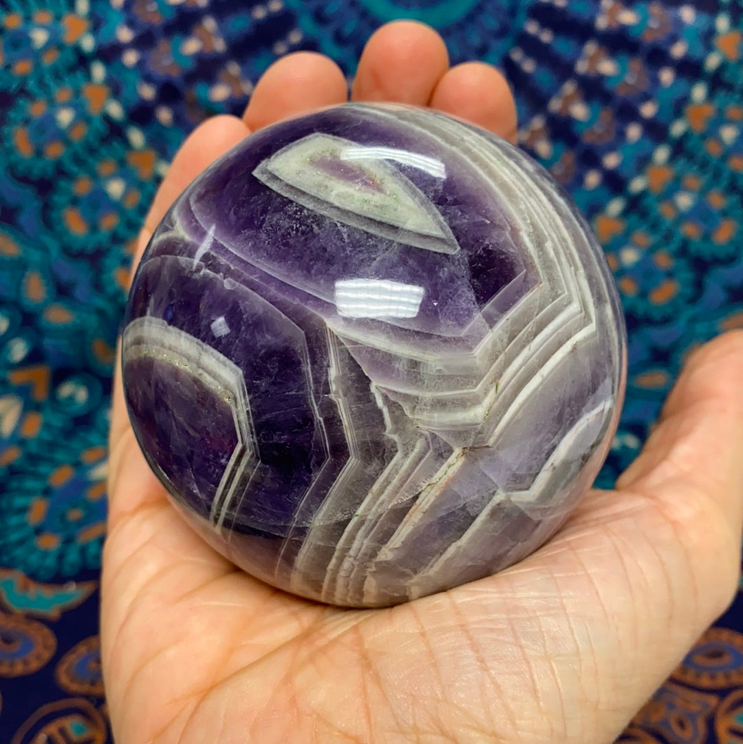 Chevron Amethyst Sphere | Natural Banded Quartz Crystal Orb