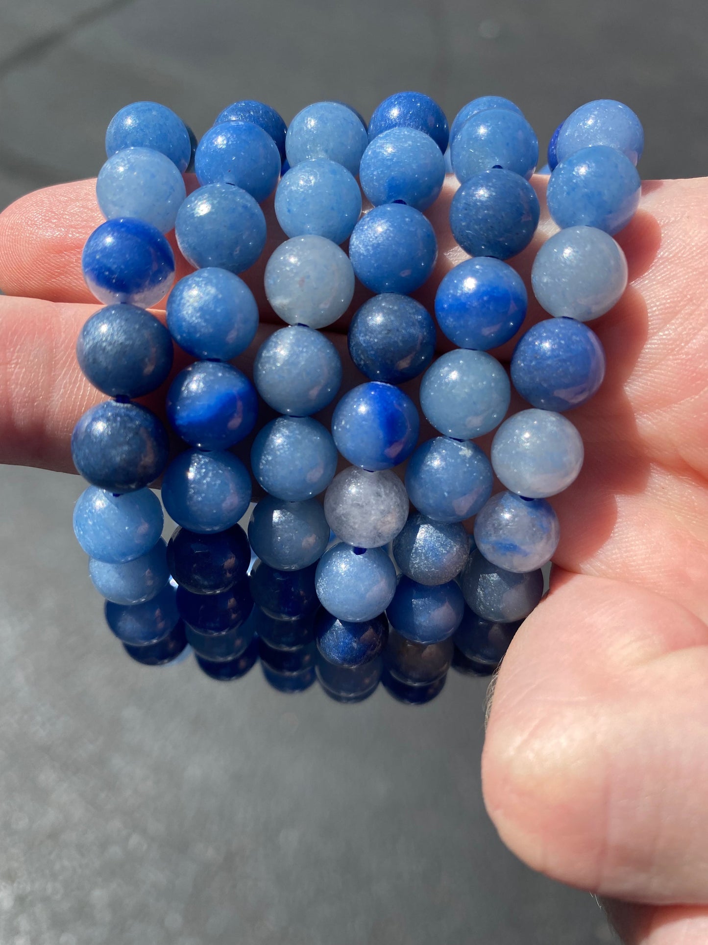 Blue Quartz 8mm Beaded Bracelet | Natural Soft Blue Stone Jewelry