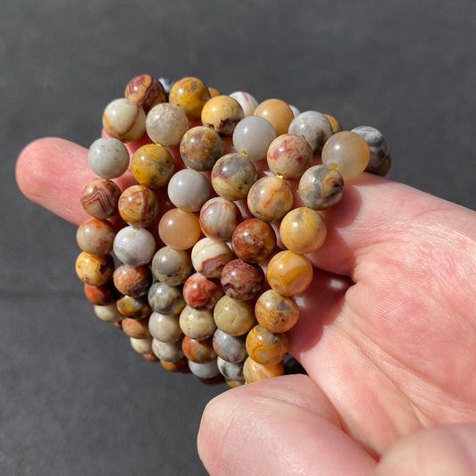 Crazy Lace Agate 8mm Beaded Bracelet | Natural Patterned Stone Jewelry