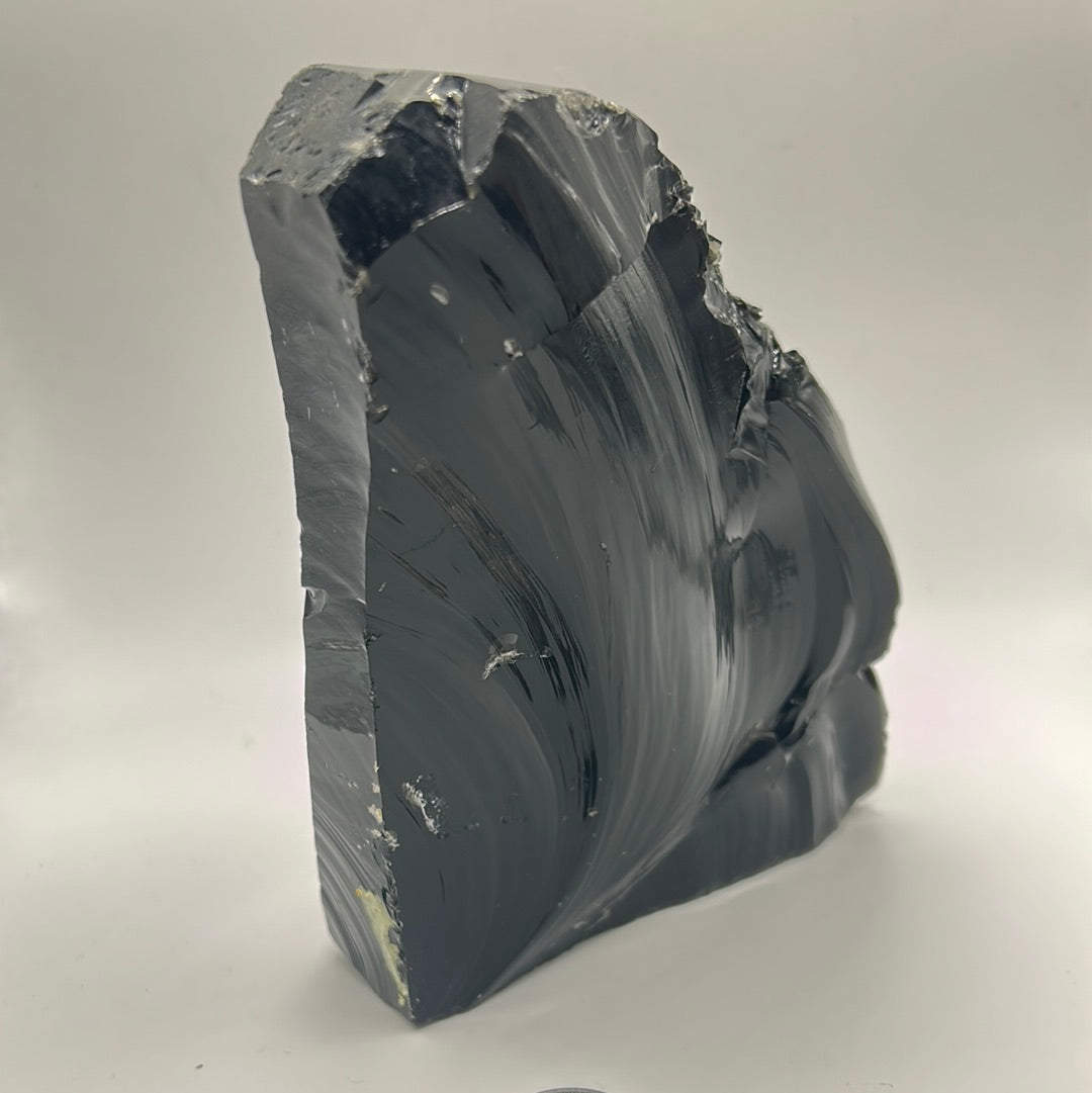 Black Obsidian Rough Cut Freeform | Large Natural Volcanic Glass Stone