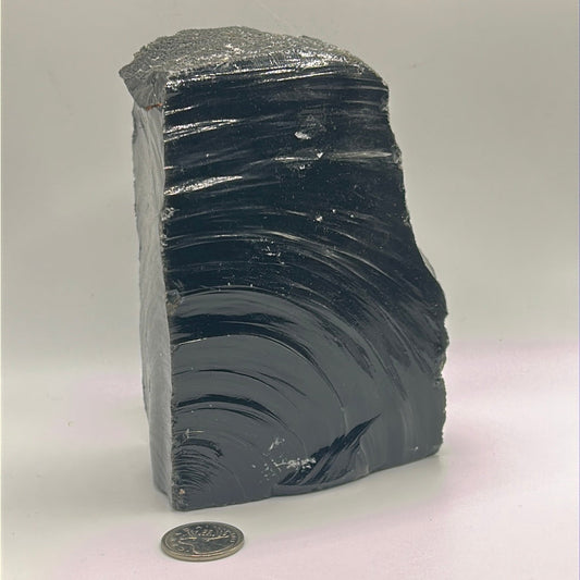 Black Obsidian Rough Cut Freeform | Natural Volcanic Glass Stone (Large)