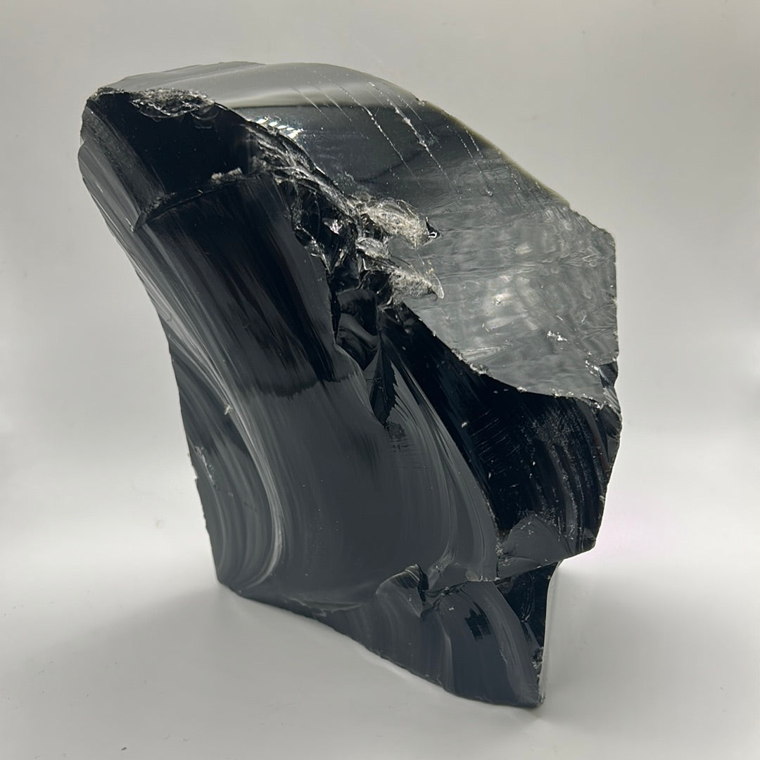 Black Obsidian Rough Cut Freeform | Large Natural Volcanic Glass Stone