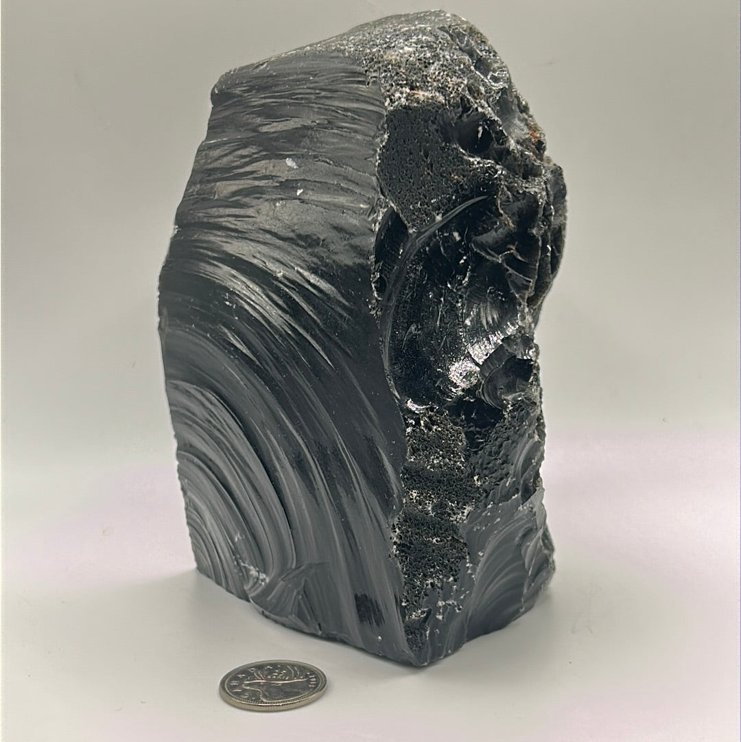 Black Obsidian Rough Cut Freeform | Natural Volcanic Glass Stone (Large)