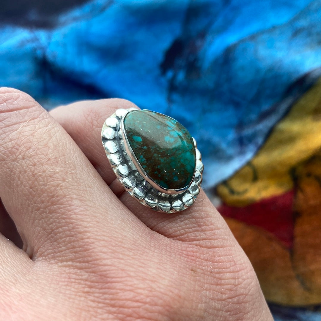 Chrysocolla Sterling Silver Ring | Size 6 Blue-Green Stone Jewelry