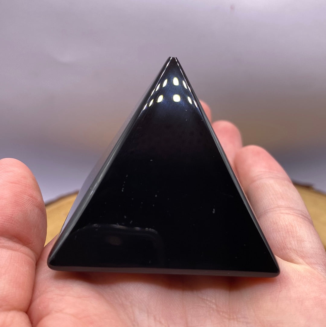 Black Obsidian Pyramid | Natural Volcanic Glass Crystal Point