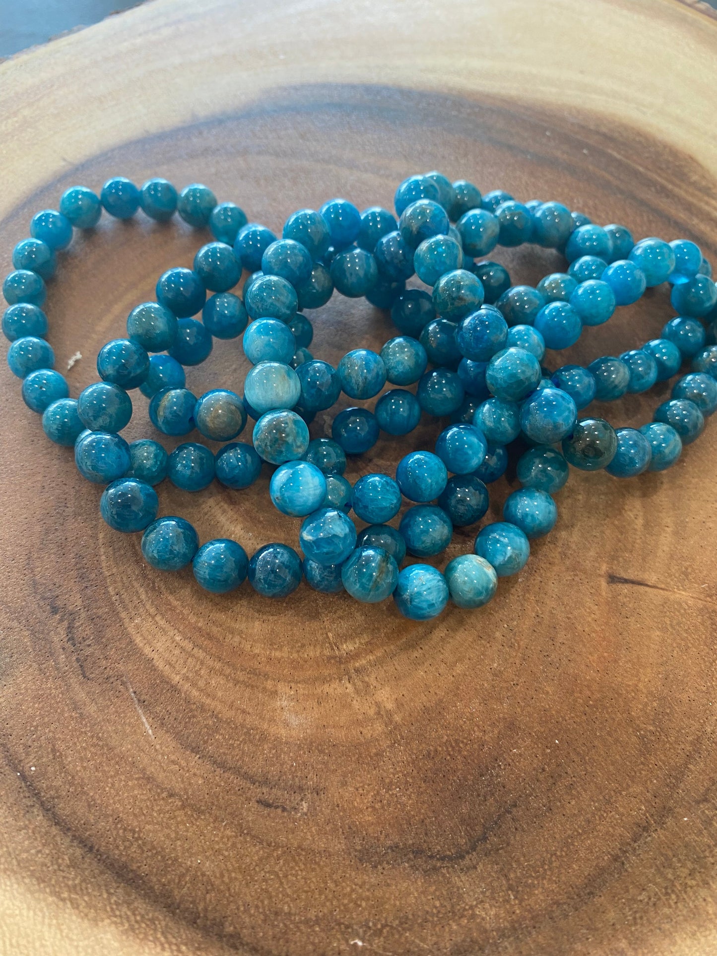 Blue Apatite 8mm Beaded Bracelet | Natural Deep Blue Stone Jewelry