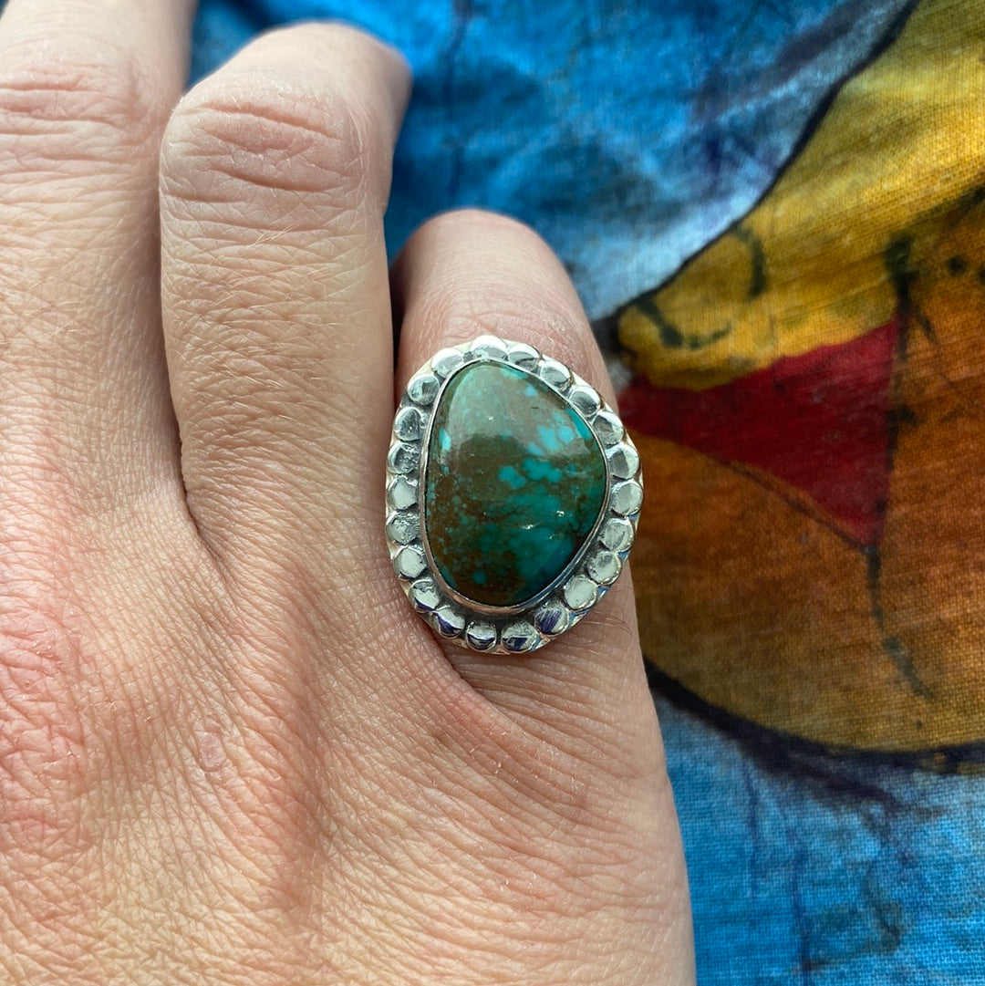 Chrysocolla Sterling Silver Ring | Size 6 Blue-Green Stone Jewelry