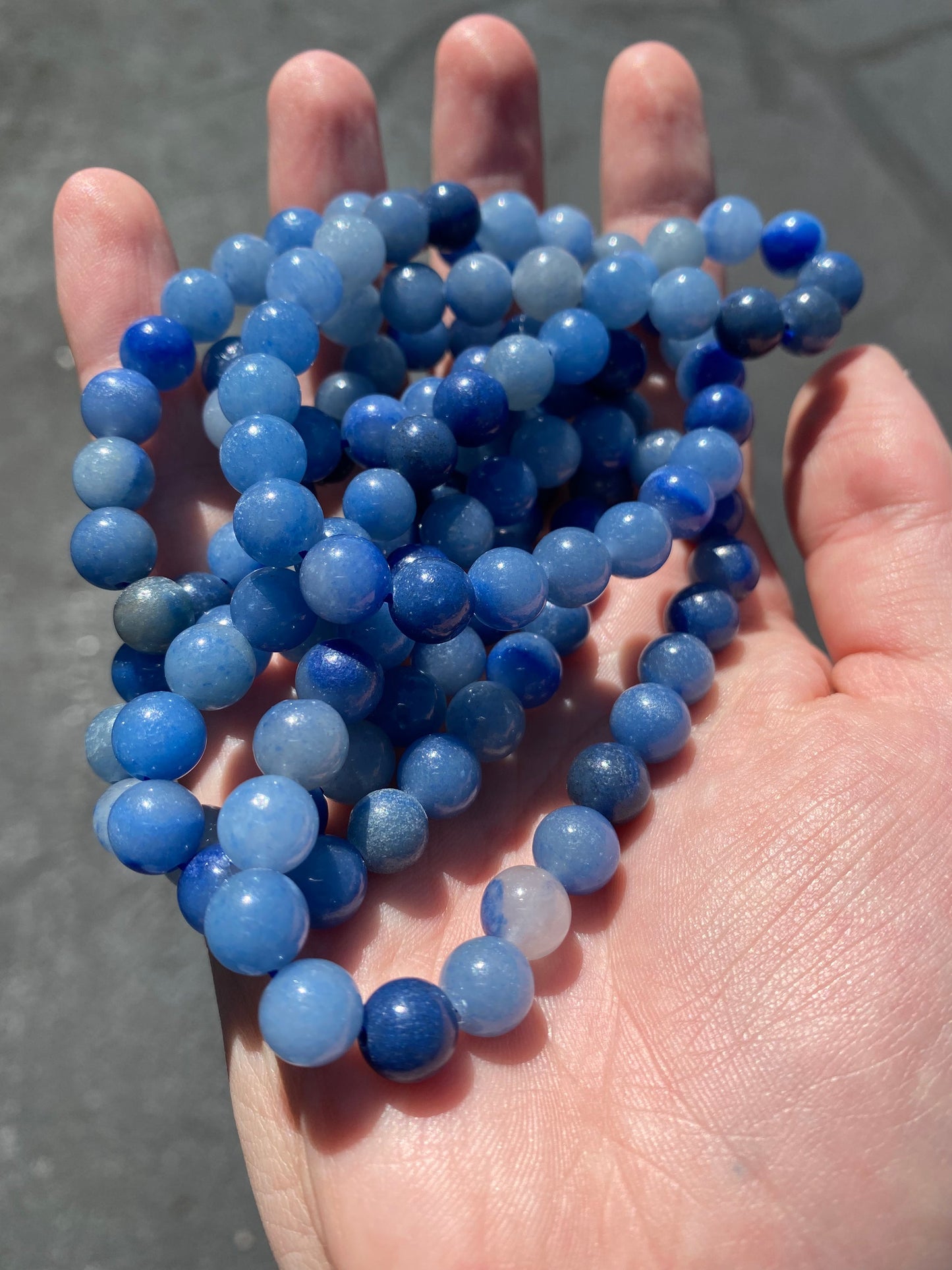 Blue Quartz 8mm Beaded Bracelet | Natural Soft Blue Stone Jewelry