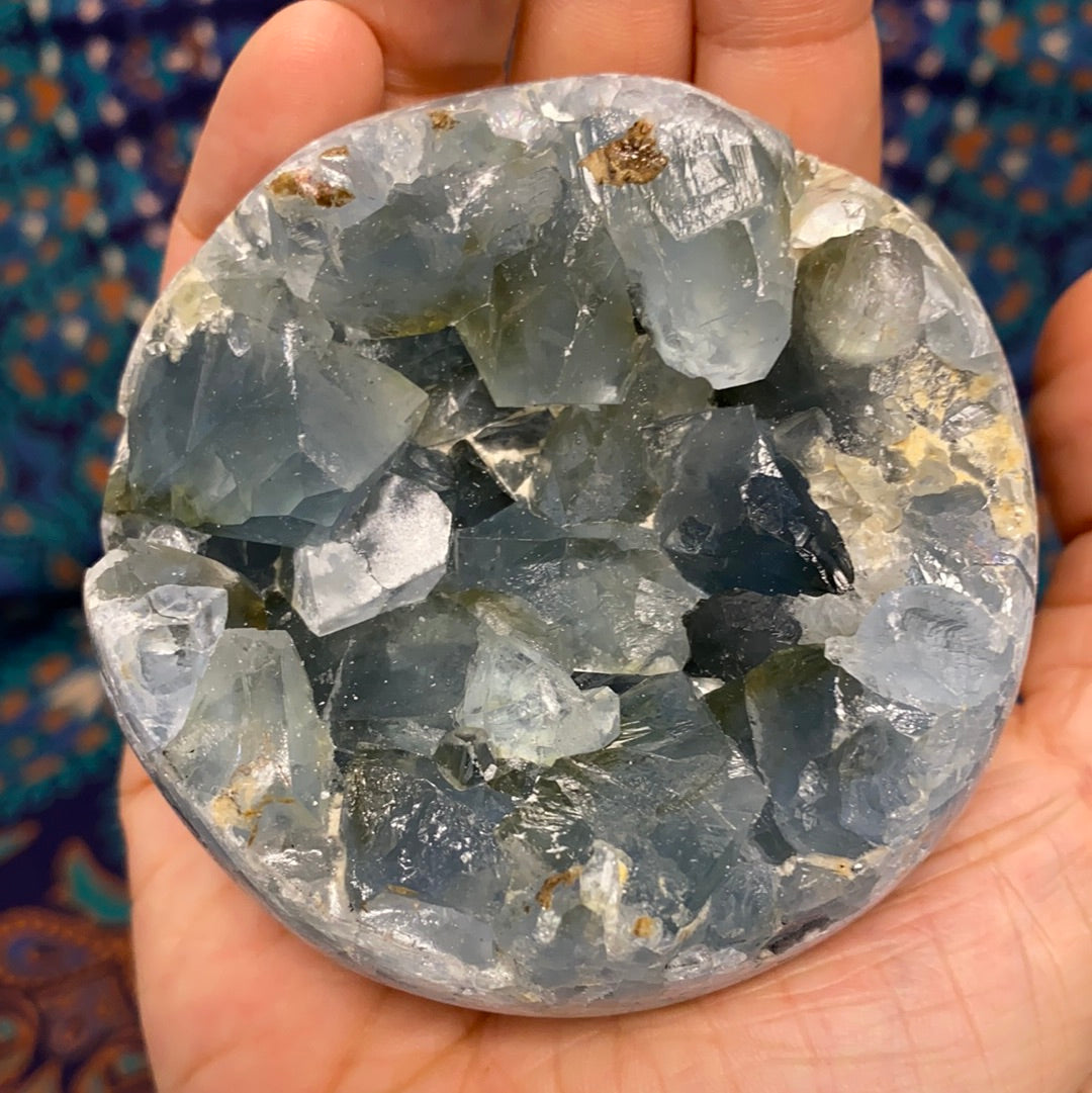 Celestite Geode Sphere | Natural Blue Crystal Orb (Specimen #3)